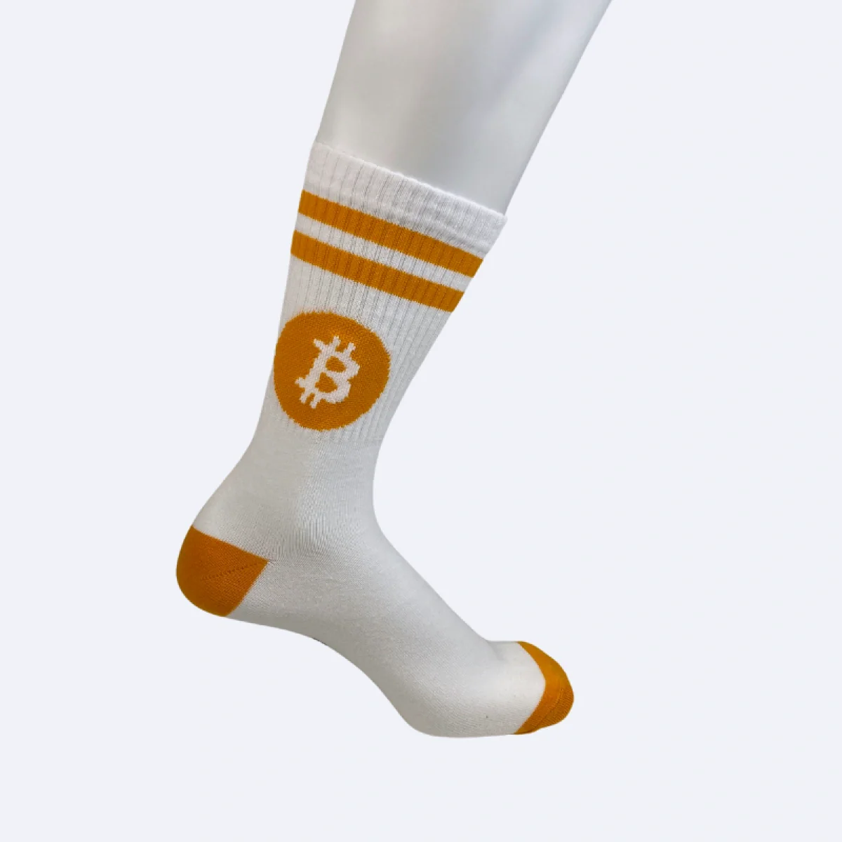weiße Socken mit Bitcoin Motiv